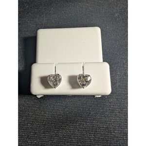 925 Silver Heart Earrings 1ct Moissanite D VVS Diamond Cut for Women MSRP $145